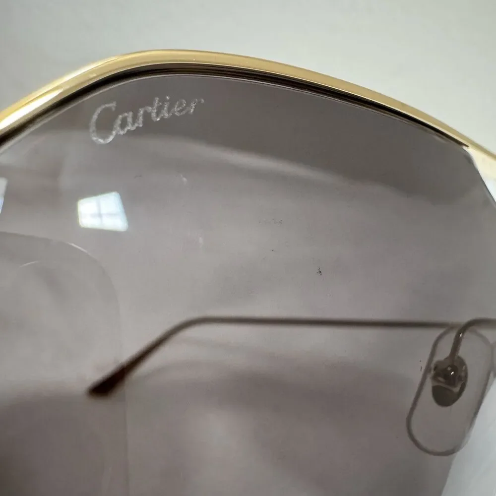 Cartier Santos De Cartier 24k Gold Aviator Sunglasses